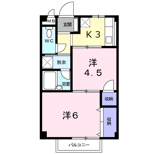 エルディムわかまつ(2K/2階)の間取り写真