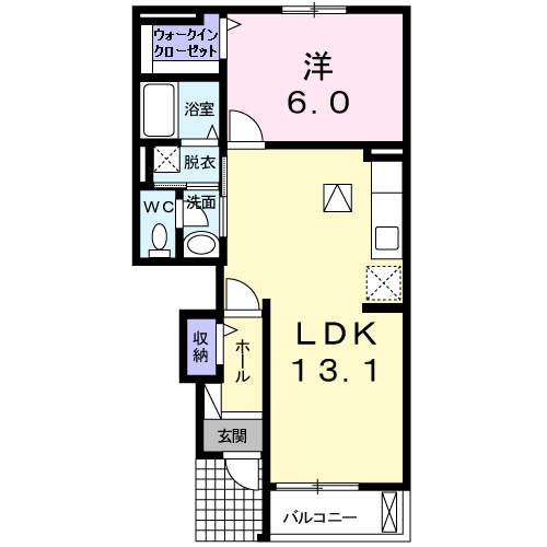 クラーヴォⅡ(1LDK/1階)の間取り写真