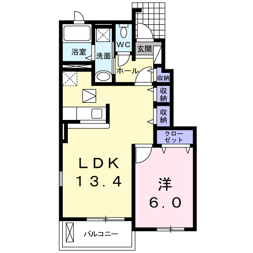 エテルノ(1LDK/1階)の間取り写真