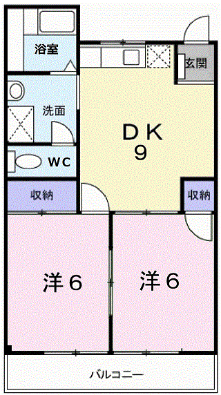 モカール愛鷹マーケット(2DK/2階)の間取り写真