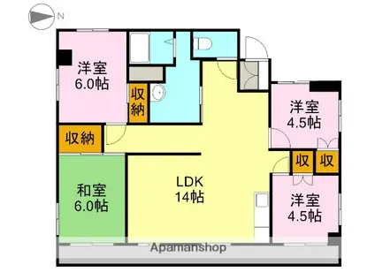 カーサ平垣(4LDK/1階)の間取り写真