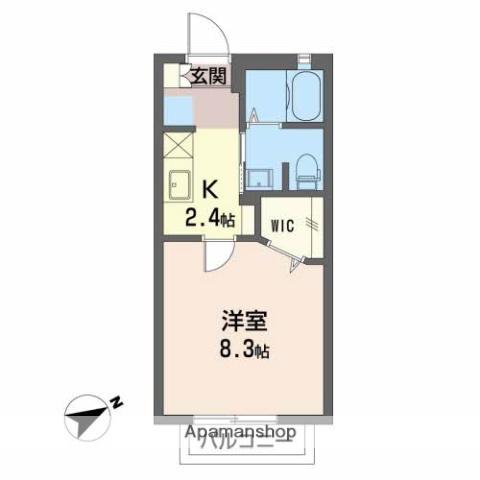 プランドールD(1K/1階)の間取り写真