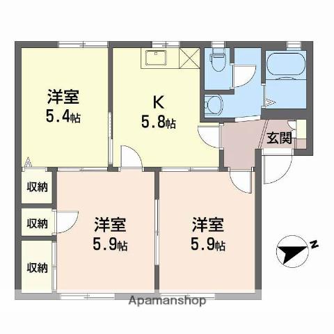 フォレストコートC(3K/1階)の間取り写真