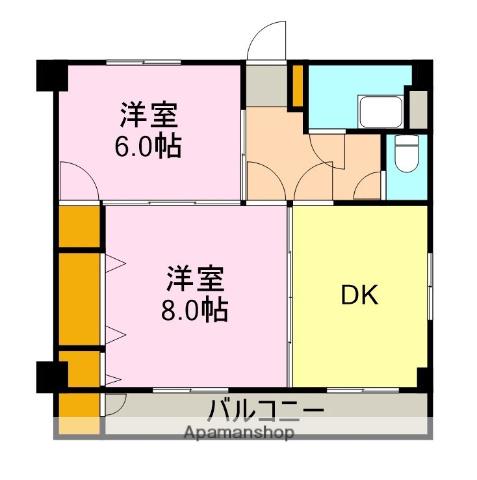 元町田中マンション(2DK/2階)の間取り写真