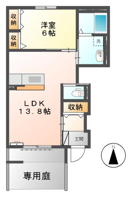 ロジェA(1LDK/1階)の間取り写真