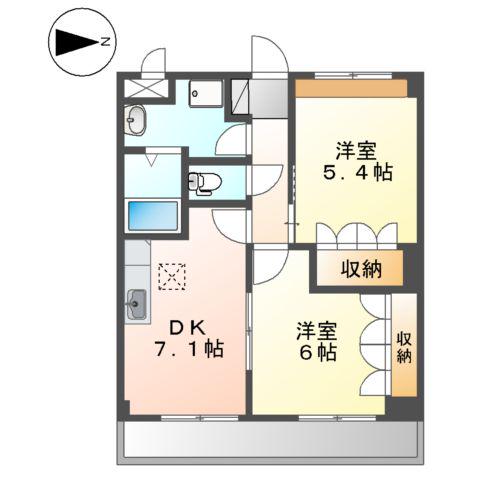 ハイツサンドヒルズ(2DK/1階)の間取り写真