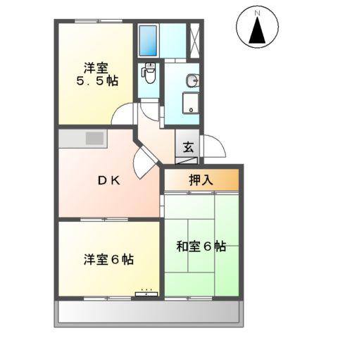 サンシャイン石敷(3K/2階)の間取り写真