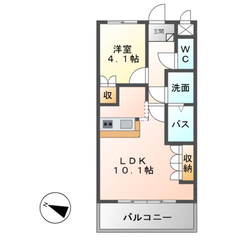 ティアモ(1LDK/2階)の間取り写真