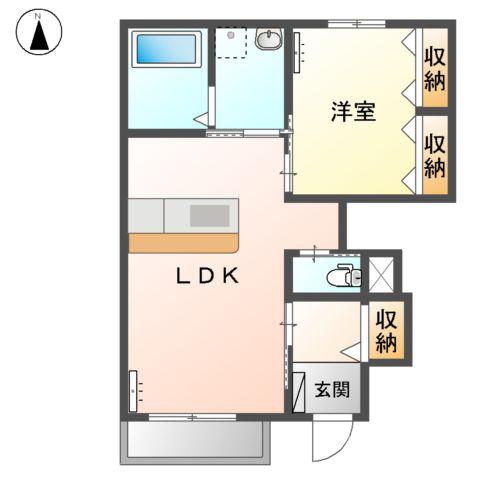 パークコート・ラビーダ(1LDK/1階)の間取り写真