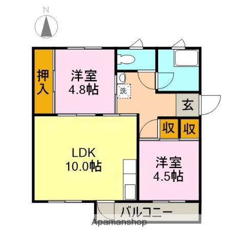 AIRLIX宮下(3K/4階)の間取り写真