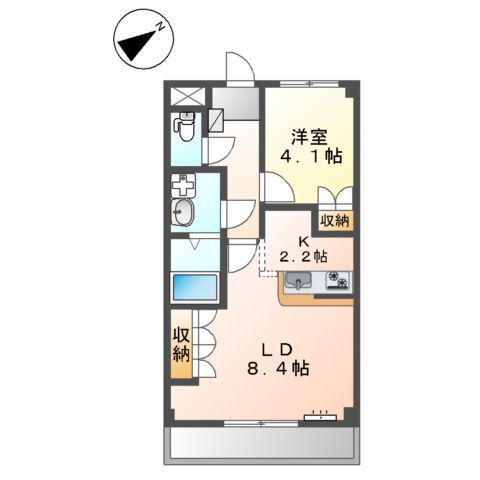 フローリッシュ若宮(1LDK/1階)の間取り写真