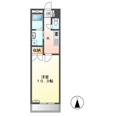 プランドール駒越(1K/2階)の間取り写真