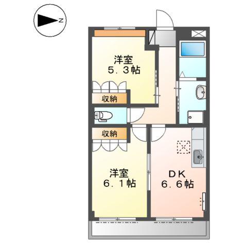 パインハート(2DK/1階)の間取り写真