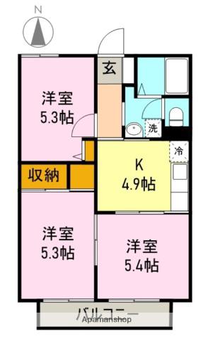 アンフィニAI C(3K/2階)の間取り写真