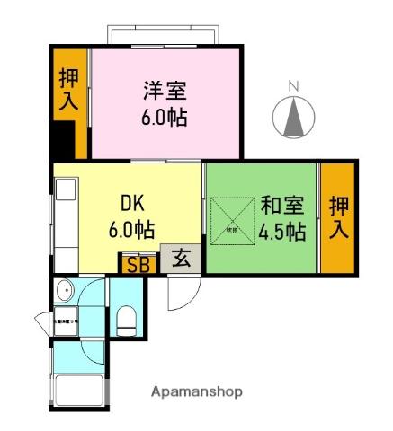 シティハウス鈴木(2DK/3階)の間取り写真