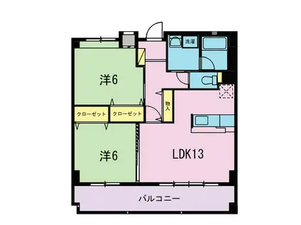 ハイウッド(2LDK/3階)の間取り写真