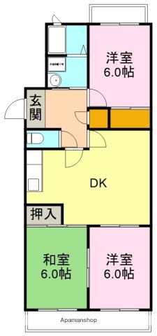 富士川マンション(3DK/1階)の間取り写真