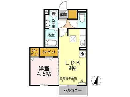 カーサさくら(1LDK/1階)の間取り写真