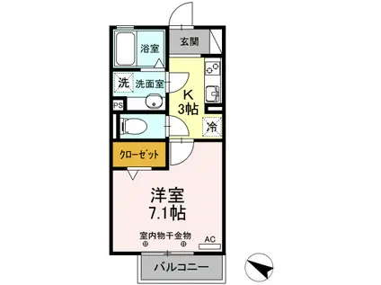 リブレリア(1K/1階)の間取り写真