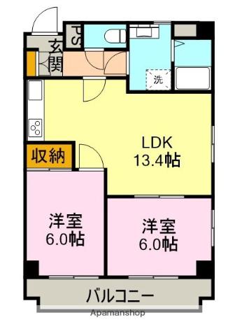 ツインズマンション(2LDK/3階)の間取り写真