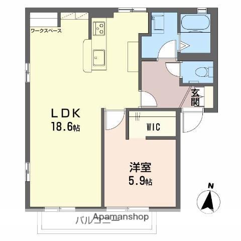 プランドール岩本AB(1LDK/2階)の間取り写真