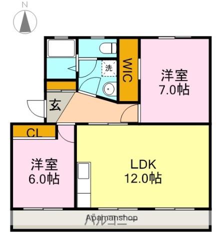 RUBY ESTATE イースト(2LDK/3階)の間取り写真