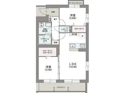 アルカ宮前(1LDK/4階)の間取り写真