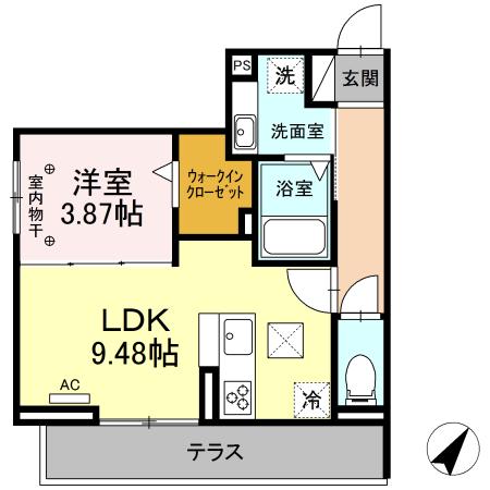 シャトー イン ハーモニーⅡ(1LDK/1階)の間取り写真