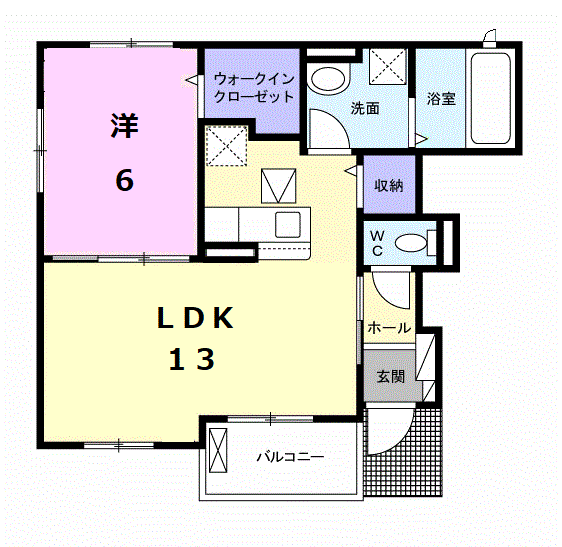 トシナオンA(1LDK/1階)の間取り写真