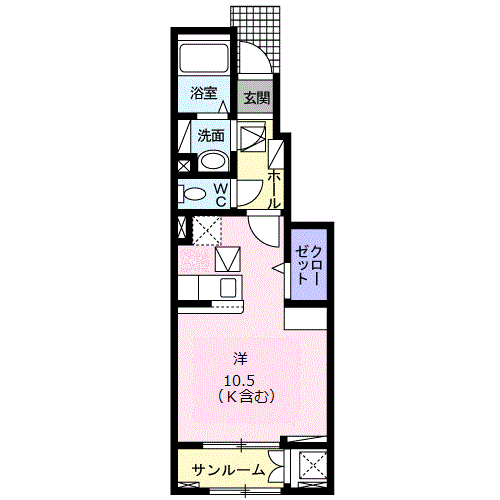 グラシアス・エイト(ワンルーム/1階)の間取り写真