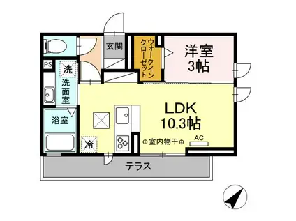 セント・カレン(1LDK/1階)の間取り写真