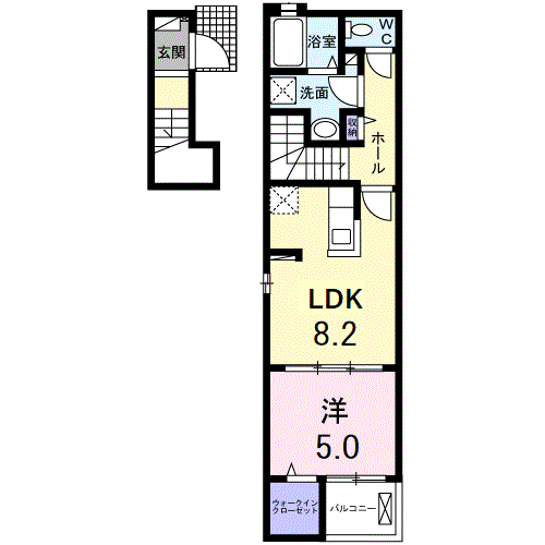 パピヨン(1LDK/2階)の間取り写真