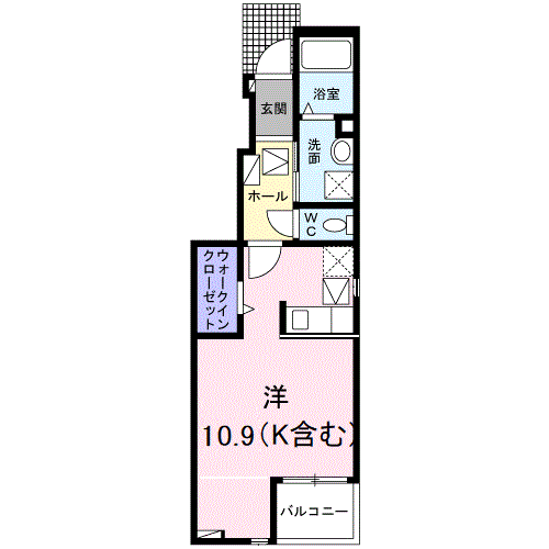 ベル アウローラ(ワンルーム/1階)の間取り写真