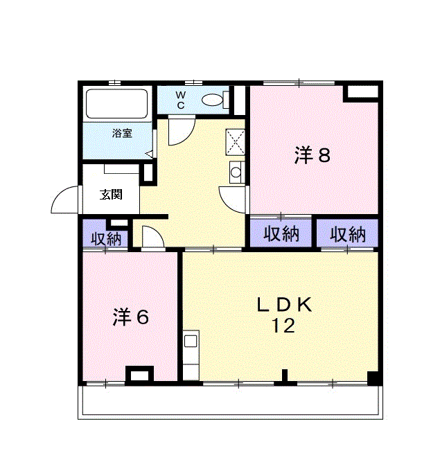 馬走グリーンハイツ(2LDK/2階)の間取り写真