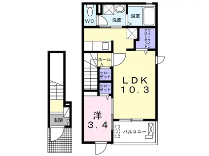 ベニール・T(1LDK/2階)の間取り写真