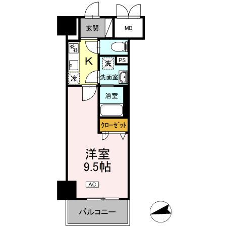 静岡市葵区鷹匠プロジェクト(1K/7階)の間取り写真