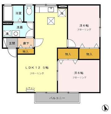 サンボナールA(2LDK/1階)の間取り写真