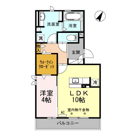 ドムスT(1LDK/2階)の間取り写真