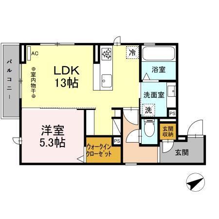 アリビオ(1LDK/1階)の間取り写真