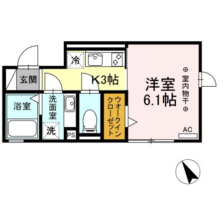 AUGUST(1K/2階)の間取り写真