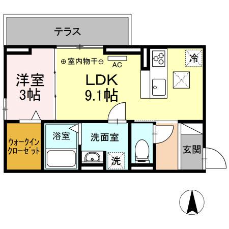 SERENOM(1LDK/1階)の間取り写真