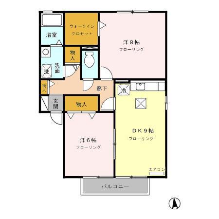 プロミネンスヴィラA(2DK/1階)の間取り写真