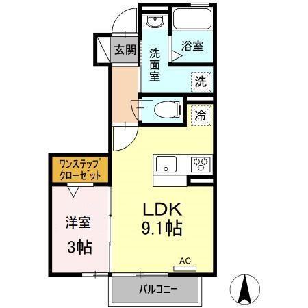 プリムローズⅡ(1LDK/1階)の間取り写真
