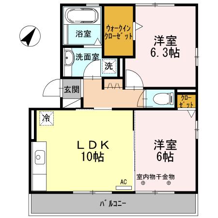 オハナ・ハレ(2LDK/3階)の間取り写真