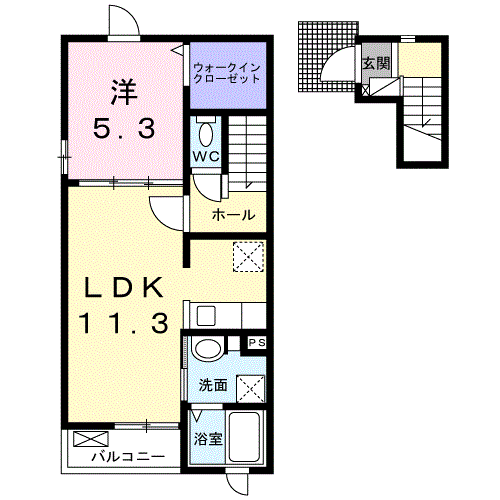 カリーナ ルナ(1LDK/2階)の間取り写真