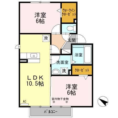 ソフィア(2LDK/2階)の間取り写真