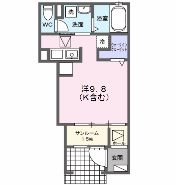ベル クローバー(ワンルーム/1階)の間取り写真