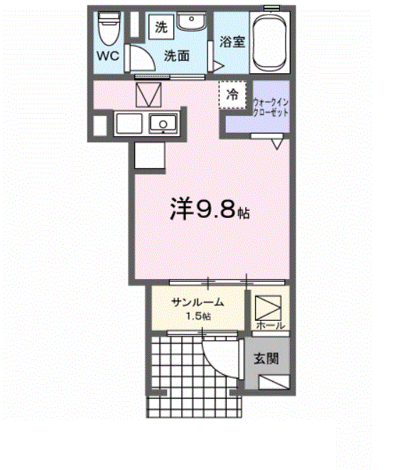 シンデンワン(ワンルーム/1階)の間取り写真