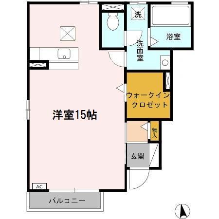 クレオFK A棟(ワンルーム/1階)の間取り写真