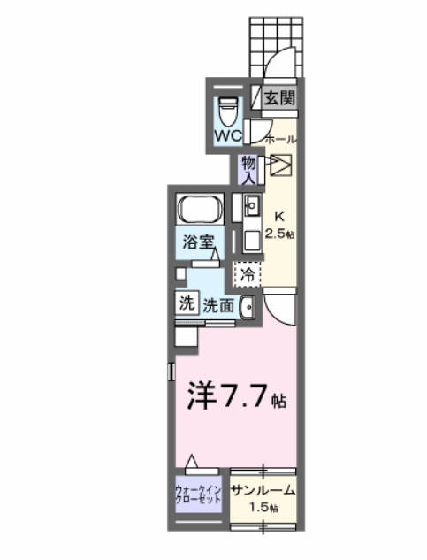ヒカルサ藤枝高柳Ⅱ(1K/1階)の間取り写真